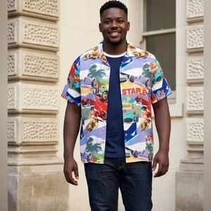 NWT STAPLE Men’s Paradise Camp Shirt Button Down Multi Color - Size Medium